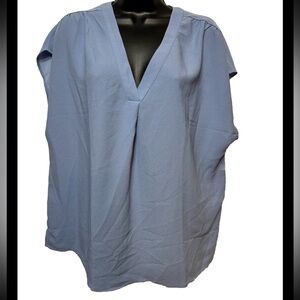 Banana Republic Women's Short Sleeve V-Neck Blouse, Purple, Size L